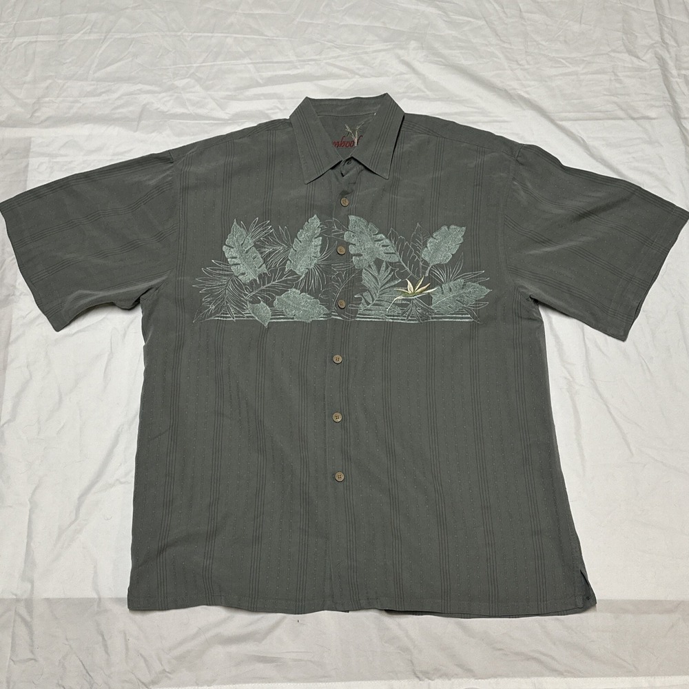 Bamboo Cay Mens Large Bird of Paradise Monstera Tropical Style Shirt Ocean